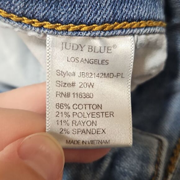 Judy Blue Womens Straight Fit Light Wash Jeans Size 20w Distressed Plus Size - Picture 6 of 9
